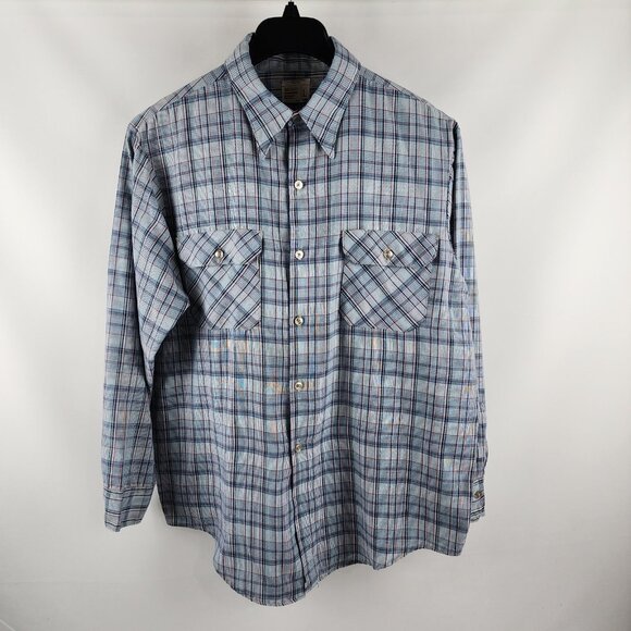 Big Mac Shirt Mens Large Blue Multi Plaid Vintage L/S Button Up - Picture 1 of 5
